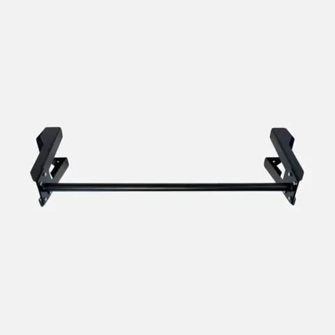 Caliathletics ceiling pull-up bar, black steel bar on two angled brackets