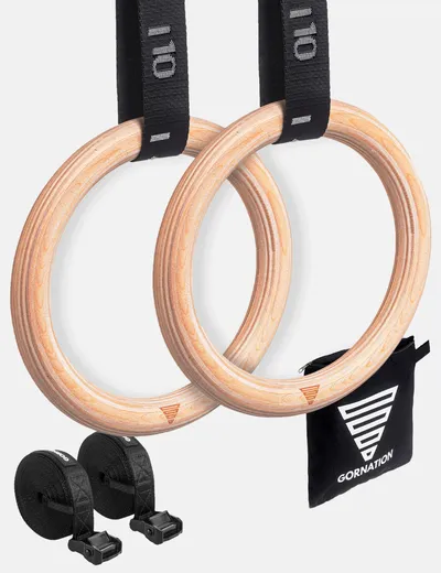 Gornation birch wood rings with numbered black straps and carry bag